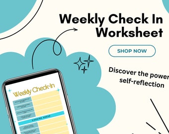 Weekly Check In Worksheet for Self Reflection, Journaling, Self-Care, Mental Wellness, Journal Prompts