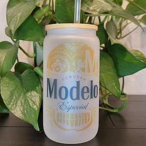Sugar Skull Beer 16oz Glass Can Tumbler