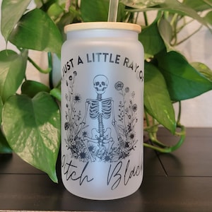 Little Ray of Pitch Black 16oz Glass Can Tumbler