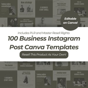 100 bewerkbare Canva Business Instagram-berichten met MRR en PLR