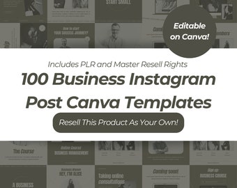 100 Editable Canva Business Instagram Posts with MRR & PLR