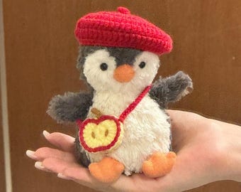 Handmade Crochet Doll-Clothes for 11CM Penguin Jellycat Dolls Hat + Bags Kids Gifts Collectible High Quality Smooth Soft Cute
