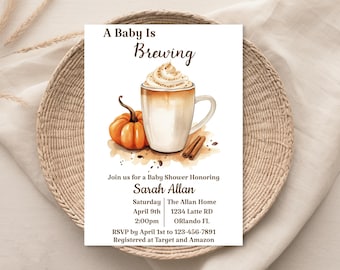 Pumpkin Spice Latte Baby Shower Invitation: Fall Theme (Digital Download)