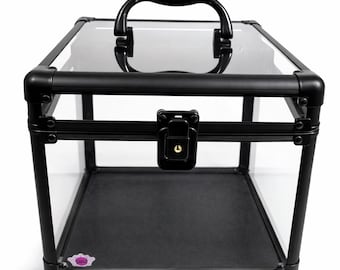 Black Queen Crown Travel Box Case with Lock & Key Tiara Storage