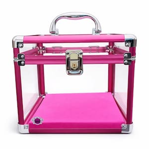 Pink Queen's Crown pageant Box with Lock Travel Display Case tiara