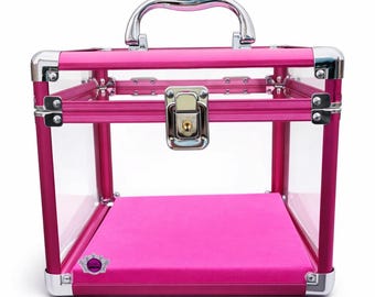 Pink Queen's Crown pageant Box with Lock Travel Display Case tiara