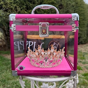 Pink Pageant Crown Travel Box train case carry on