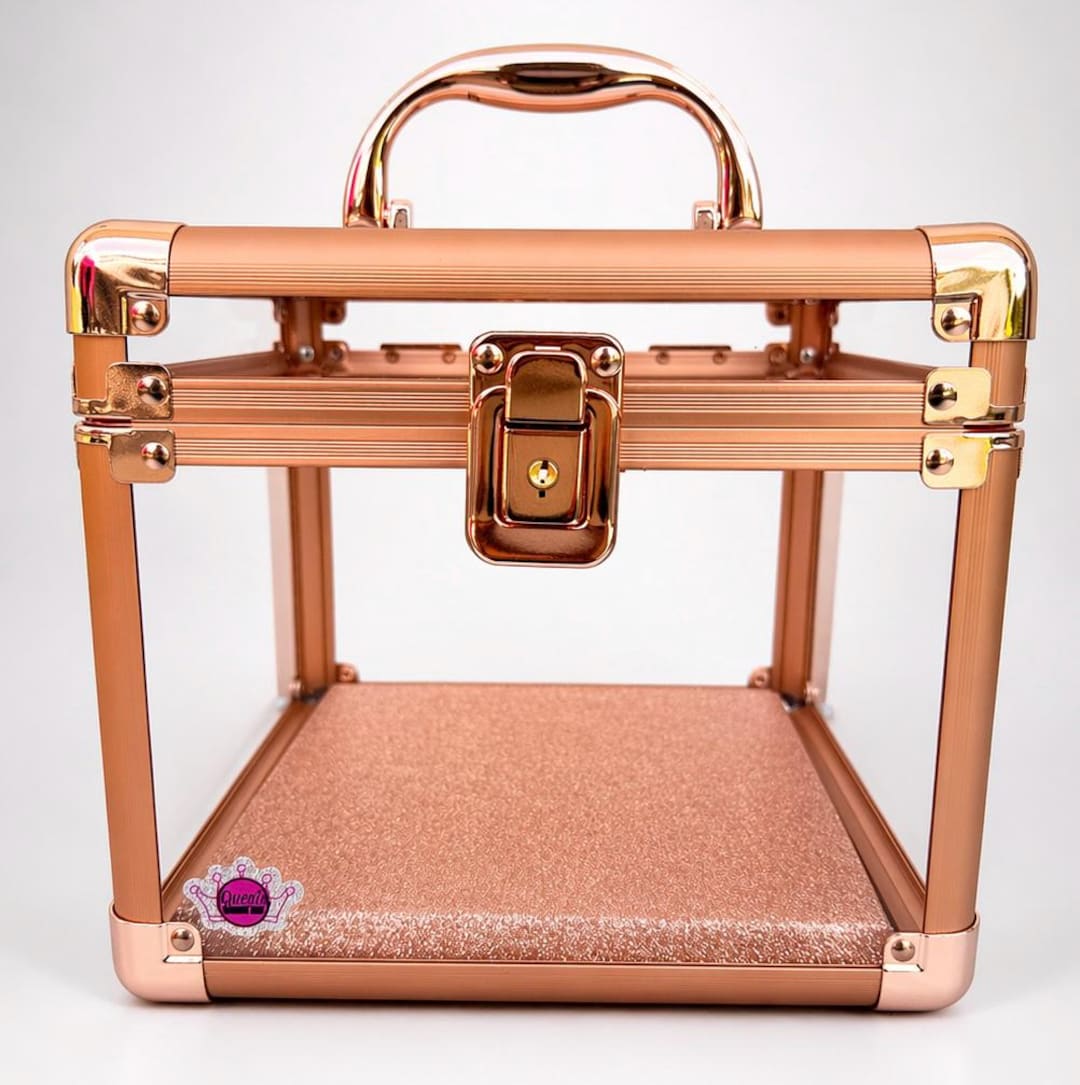 Rose Gold Queen Crown Box Pageant Carry Train Case With Keys Travel ...