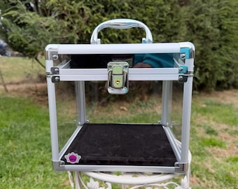 Silver Crown Box Case with Lock & Keys - Tiara Queen Storage