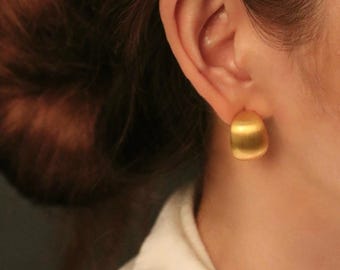 Matte Gold Brushed Metal Earrings | Minimalist Modern Statement Studs