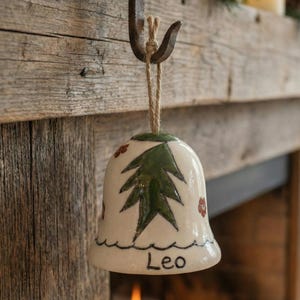 Personalized Family Christmas Ornament Set, Handpainted Ceramic Bells, Custom Names