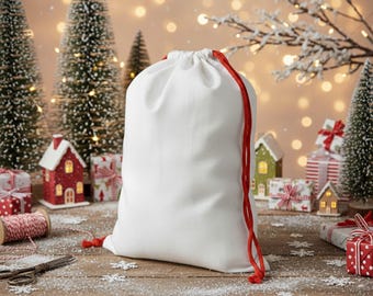 Saco de Papá Noel, Saco navideño, Varios tamaños, Saco de Papá Noel extragrande en blanco, Saco de Papá Noel de algodón en blanco, Calcetín navideño al por mayor