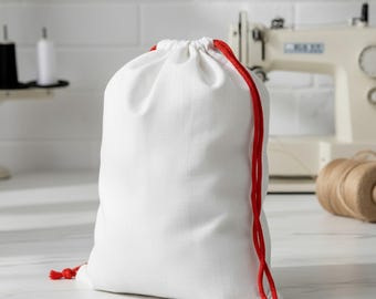 Saco de Papá Noel de poliéster liso para sublimación – Bolsa de regalo navideña de doble cara, tamaños grande y extragrande