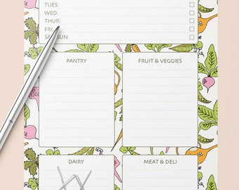 Kitchen Garden Magnetic Meal Planner A5 - Weekly Menu & Shopping List - Monday to Sunday Fridge Planner  - Eco Friendly Kitchen Organiser