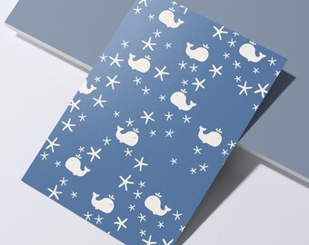 Whale gift card A6 - Eco Friendly Recycled Paper Card - Ocean Animal Illustration - Blank Greeting Card - Sustainable Stationary Australia