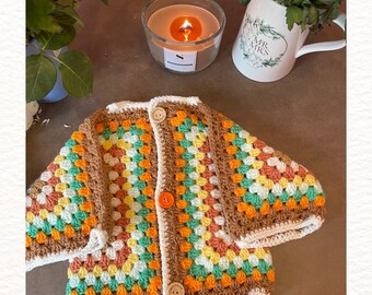 Handmade crochet kids autumnal kids jacket