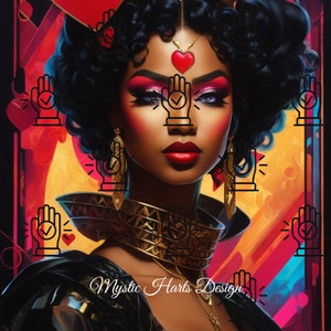Beautiful Cyberpunk Melanin Queen - Deandra, PNG sublimation design download, black woman PNG, sublimate designs download