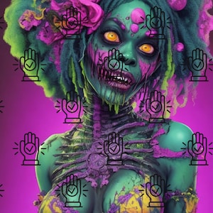 Black Zombie Pinup woman, Rotting Zombie, PNG sublimation design download, black woman PNG, sublimate designs download.