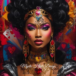 Beautiful Cyberpunk Melanin Queen, Queen Ebony, PNG sublimation design download, black woman PNG, sublimate designs download