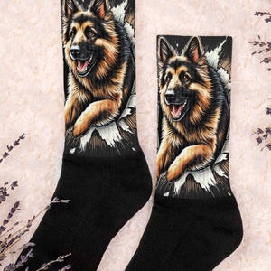 German Shepherd Socks – Funny unisex socks with realistic dog motif