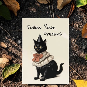 Carte postale chat chic - chats illustrés dans des vêtements élégants| Cartes d'anniversaire, de fête, de voeux| Amoureux des chats mignons et originaux| Carte de Noël