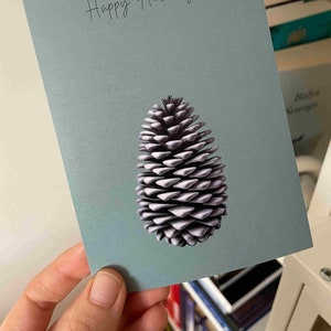 PINE CONE minimalist Christmas greeting card design, Simple Christmas Card, Christmas Tree Card, Minimalist Christmas Card, Winter Card