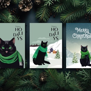 3 cartes de Noël amusantes avec des chats colorés dans des illustrations uniques + des enveloppes