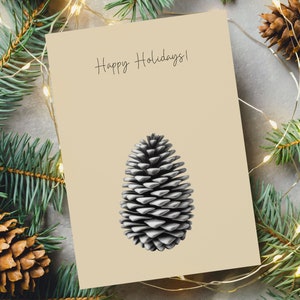 PINE CONE minimalist Christmas greeting card design, Simple Christmas Card, Christmas Tree Card, Minimalist Christmas Card, Winter Card