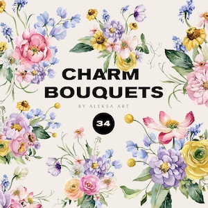 Bouquets de fleurs aquarelles fleurs de printemps Clipart sublimation Png carte d'invitation de mariage floral d'été numérique PNG Clipart arrangement floral