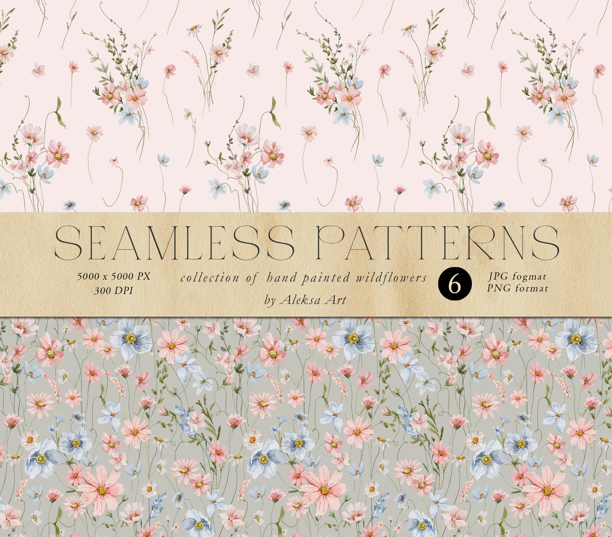 Wildflowers Digital Paper Scrapbook Paper Watercolor Tiny Flowers ...