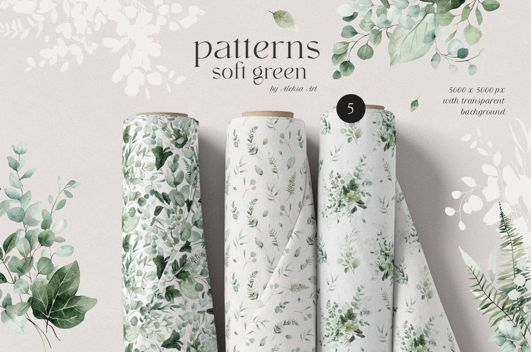 Watercolor Digital Papers Scrapbook Paper Eucalyptus Seamless Pattern ...