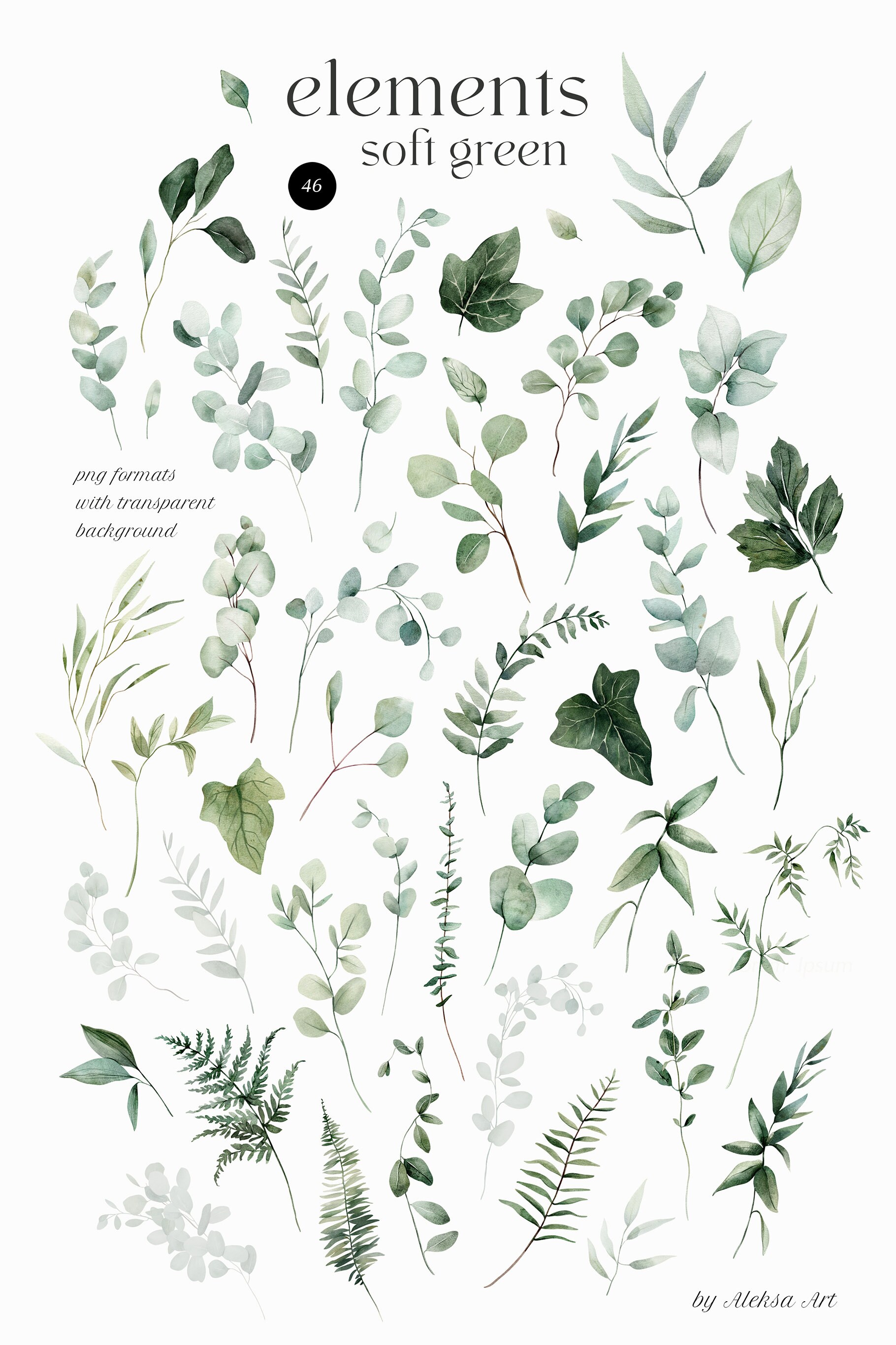 Greenery Watercolor Clipart Eucalyptus Leaves Greenery Elements Diy ...