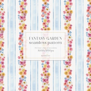 Papel para scrapbook com padrão floral vintage, aquarela, flores de verão, padrão sem costura, uso para impressão, tecido, flores rosa e azul