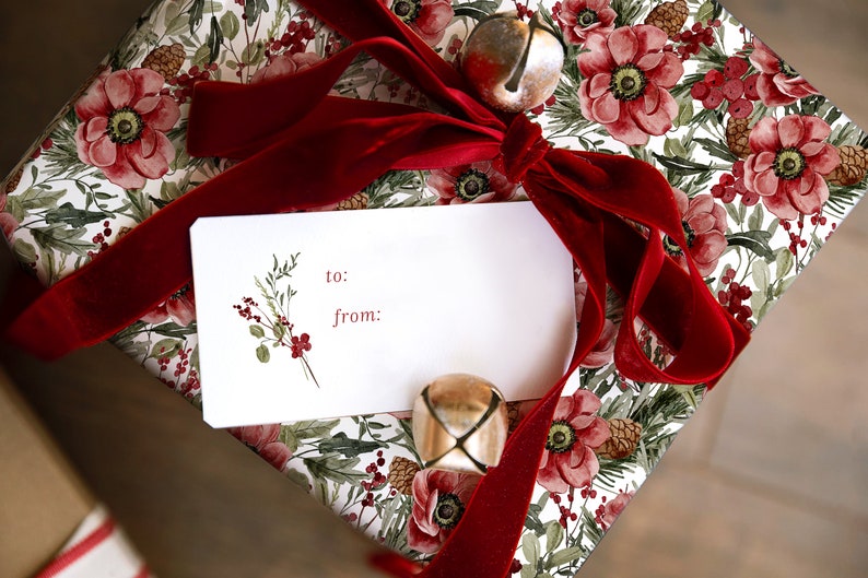Watercolor Christmas Bouquet Clipart Winter Greenery Holiday Greeting Card Xmas Invitation Card Sublimation Print Red Flowers New Year image 4