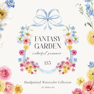 Aquarell Sommer Blumen Clipart Frühling Florals Sammlung Helle Blumen Clipart Hochzeit einladen Baby-Dusche Musterdesign Candy-Farben