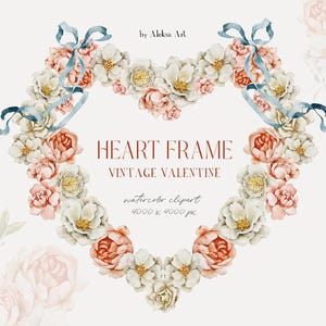 Aquarell Valentinstag Herz Kranz romantische Rosen Clipart Valentinstag Blumenrahmen für Invitaton und Karten Digitales Herz PNG