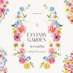 Couronne de fleurs d'été Clipart aquarelle couleurs bonbon fleurs roses cadre carte d'invitation de mariage joyeux anniversaire baby shower sublimation png