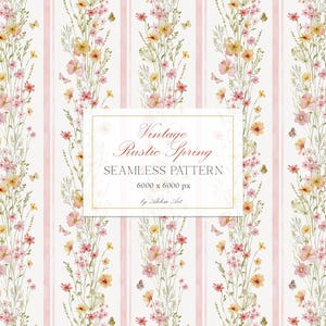 Vintage Floral Pattern Watercolor Spring Pattern with Floral and Butterflies Use for Printing Textiles Scrapbook Papers Seamless Pattern PNG