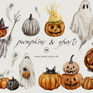 Halloween aquarel clipart Spooky Ghost mystieke enge pompoenen hekserij donkere Academia magische sticker scrapbook postkaart sublimatie png