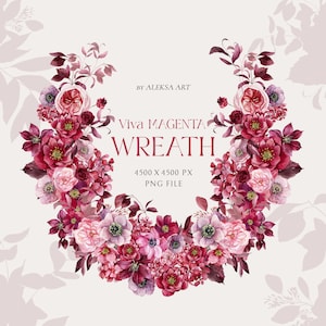 Dia Dos Namorados Moldura Floral Aquarela Clipart Viva Magenta Coroa De Flores Românticas Rosa Flores Sublimação Casamento Clipart Png Dia Dos Namorados