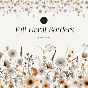Herbst Rand Wildblumen Aquarell Clipart Saison Gepresste Blumen Herbst Blätter Hochzeit Einladen Karte Nahtlos Rand Sublimation Png
