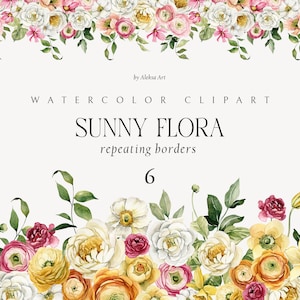Bordo senza giunte floreale primaverile Narciso Clipart Mimosa Acquerello Fiori soleggiati Clipart estivi Biglietto d'invito per matrimonio con motivo senza giunture di Pasqua
