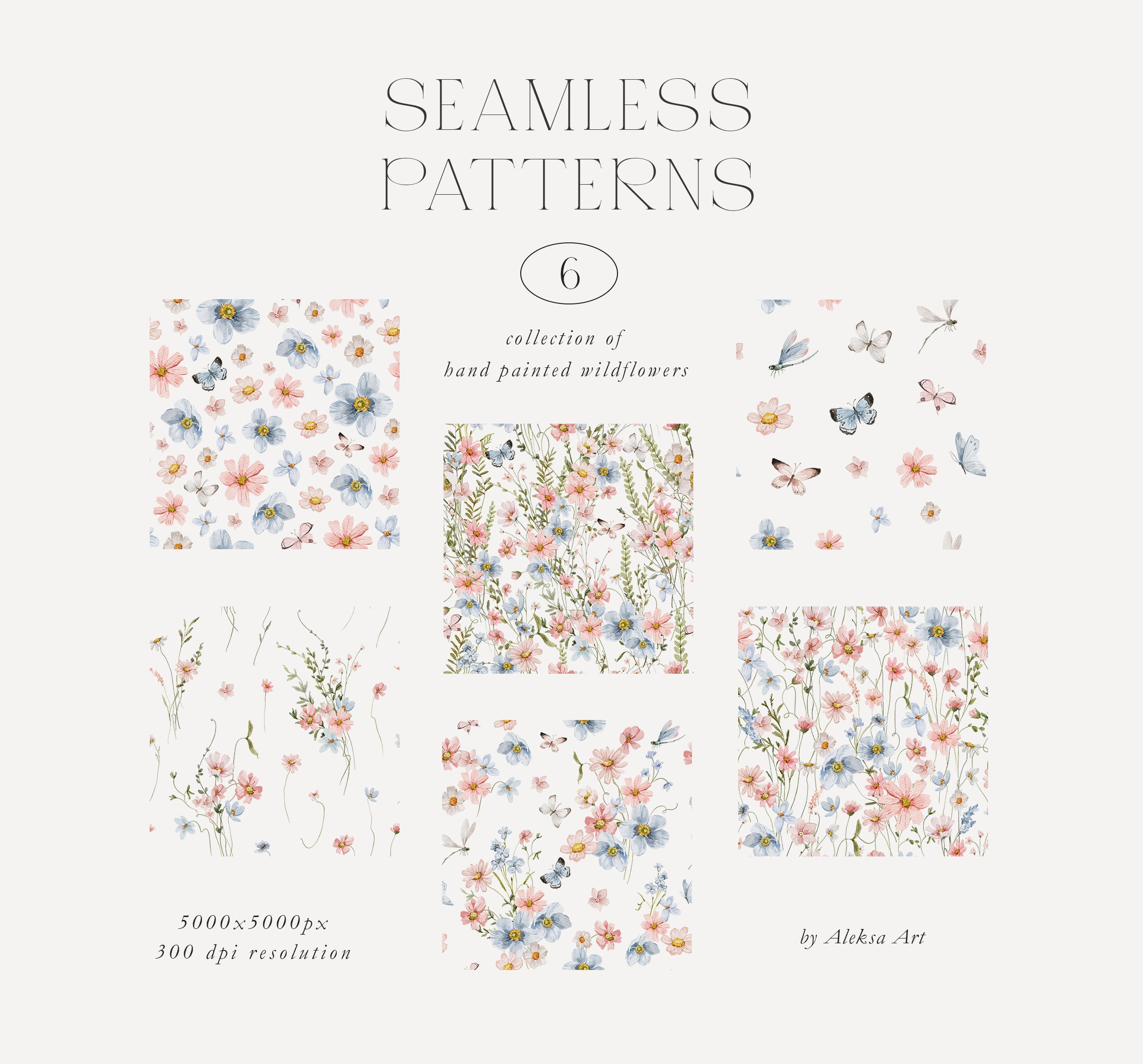 Wildflowers Digital Paper Scrapbook Paper Watercolor Tiny Flowers ...