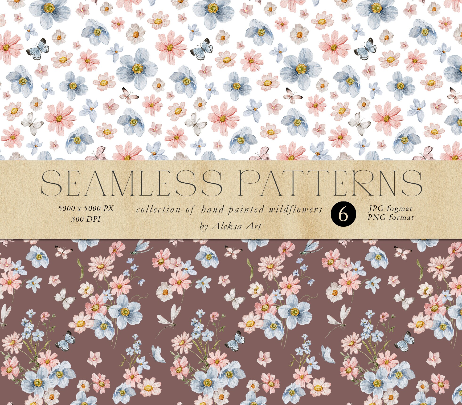 Wildflowers Digital Paper Scrapbook Paper Watercolor Tiny Flowers ...