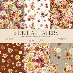 Aquarell Herbst Muster Clipart Saison Blumen Herbst Blumen Papier Pack Herbst Scrapbooking Textil Nahtlose Muster Digital Papierdrucke