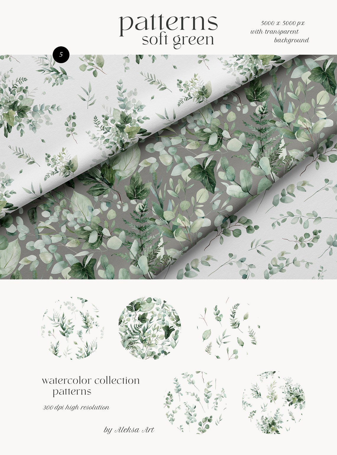Watercolor Digital Papers Scrapbook Paper Eucalyptus Seamless Pattern ...