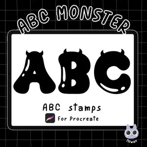 Sello de letra procreado, letra del diablo, sello de pincel de alfabetos procreado, sello de pincel de alfabetos del diablo, sello de pincel, alfabeto monstruo halloween