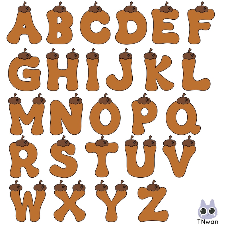 Acorn Alphabet Png,fall Autumn Letters Clipart for Kids,cute Woodland ...