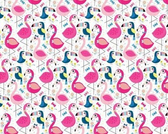 2 Sheets of Simon Elvin Gift Wrap Wrapping Paper Teen Girls Kids Ladies Mum Birthday Any Age Toucan Flamingo Bird Pink Finishing Touch