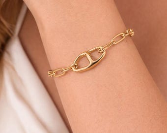 Pulsera de eslabones ovalados dorados – Pulsera de cadena moderna y minimalista – Pulsera elegante para mujer – Joyería de moda – Regalo para mujer